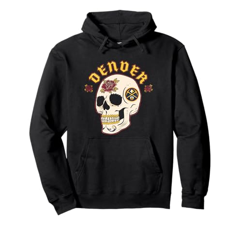 NBA Denver Nuggets Halloween Floral Skull Pullover Hoodie