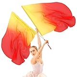 Thinp 2 Stück Anbetungsflaggen für Tanz, 69,8 x 80 cm, Lob Tanzflagge mit skalierbarem Stab, Lob Flaggen für Anbetung, Tänzer, Outdoor-Übungen, halbrundes Engelsflügel-Design