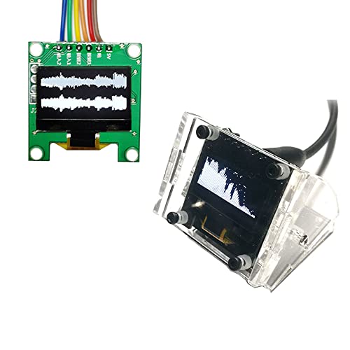 Analizador de pantalla OLED de espectro de música de 0.96 pulgadas, amplificador de pantalla, indicador de nivel de audio, analizador de ritmo, medidor VU, control de voz (con caja)