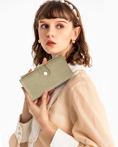 Image of Women's Slim Wallet,Thin RFID Card Holder with Zipper Pocket