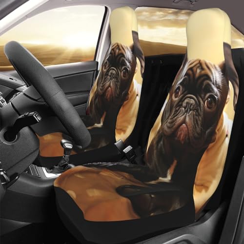 Housse de siège voiture bouledogue français : lot de 2 protections lavables pour SUV et berline