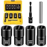 Topec 6PCS Lug Nut Removal Tool, 1/2-Inch Drive Wheel Lock Removal Kit, 17,19,21,22mm Stripped Lug Nut Remover, Extractor Socket Set for Broken, Damaged, Rounded Bolts