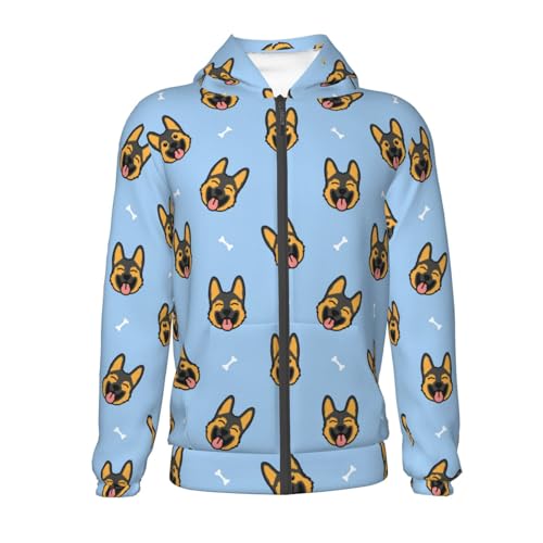 German Shepherd Puppy Kids Pullover Hoodies Boys Zip Up Sweatshirts Girls Athletic Clothes with Pocket2
