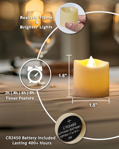 Homemory H2450BKQDLKYK12-NB 400+ Hour Timer Remote Control Flameless Votive Candles thumb #5