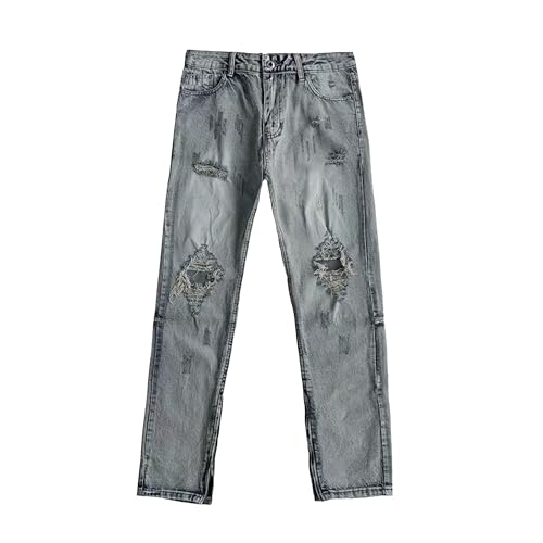 Pantalon jean droit déchiré homme souple et élégant à poches régulières