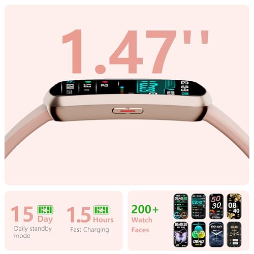 Image of JYUAJOI Health Fitness Tracker, Smart Watch with 24 /7 Heart Rate and Blood Pressure Monitor, Activity Tracker with Blood Oxygen, 120 Sport Mode Waterproof Sleep Tracker for Women Men (Pink)