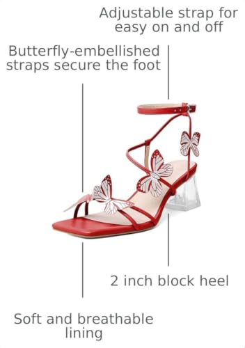 Image of Zamikoo Women's Heeled Sandals Square Open Toe Ankle Strap Block Heels Strappy Clear Heels Chunky Low Heels