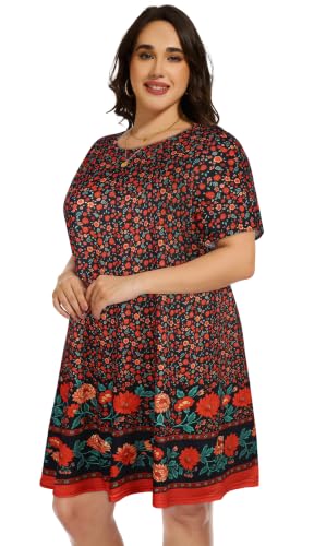 Image of Plus Size Summer Dresses Casual Tshirt Dress Loose Beach Pockets Sundress