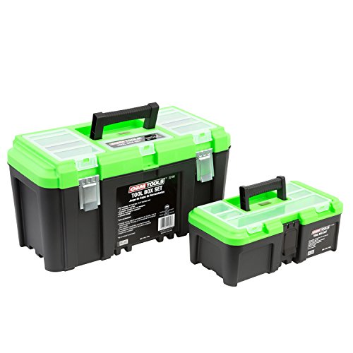 OEMTOOLS 22180 Tool Box Set with Removable Tool Trays, Includes Two (2) Tool Boxes, Sizes 19 & 12.5, Portable Tool Box Organizers and Storage Box Handle