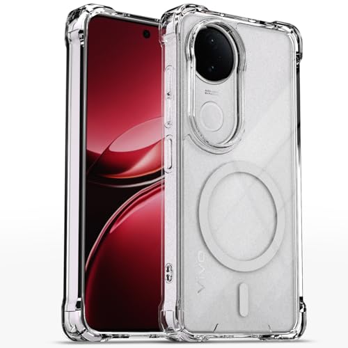 Image of Amazon Basics Back Cover for Vivo T4R 5G / Vivo V50e 5G / Vivo V50 5G Mag-Safe Shockproof PC + TPU Protective Case Magnetic Support Bumper Case (Transparent Mag-Safe)