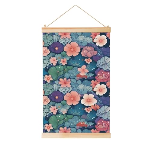 Impression sur toile fleurs et écailles à suspendre déco