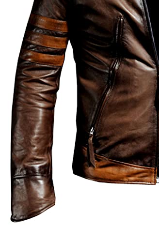 VearFit X-Men wolverine Superhero Real Brown Leather Jacket Men3