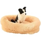 RUYICZB Dog Bed Washable Memory Foam Orthopedic Dog Beds for Large Dogs Cozy Plush Dog Sofa with Non-Skid Bottom Bolster Pet Couch for Medium Small Dogs/Puppy Calming Sleeping,Apricot,S