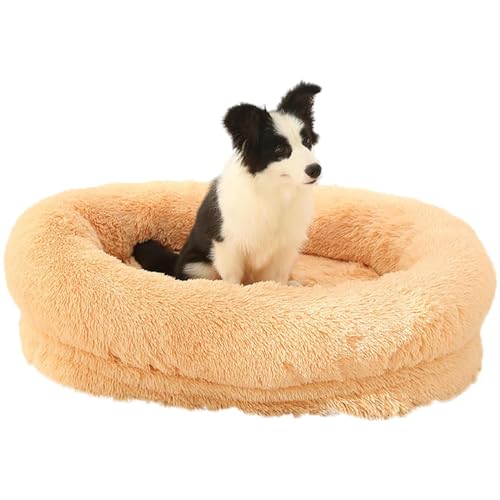 RUYICZB Dog Bed Washable Memory Foam Orthopedic Dog Beds for Large Dogs Cozy Plush Dog Sofa with Non-Skid Bottom Bolster Pet Couch for Medium Small Dogs/Puppy Calming Sleeping,Apricot,S