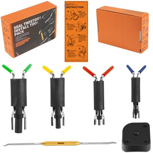 Hydraulic Seal Installation Tool Set, Hydraulic Cylinder Seal Twistor Kit with Two-Sided Seal Pick, UCup Twistor Cylinder Rod Seal Packing Install Kit (6pcs)
