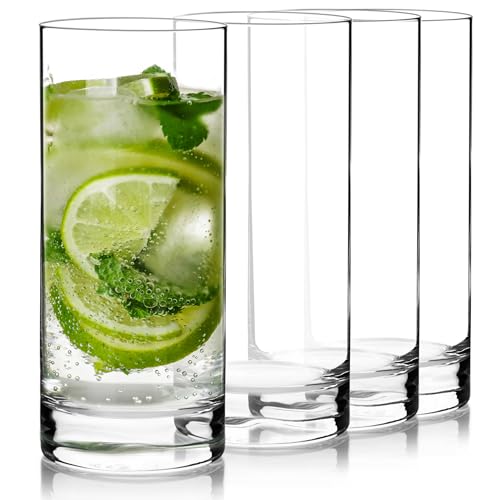 Luigi Bormioli Classico Highball Glasses, Set of 4 – 16.25oz Italian Barware Made from Break-Resistant SON.hyx Lead-Free Crystal Glass – Dishwasher Safe Drinkware for Cocktails, Water, Spirits