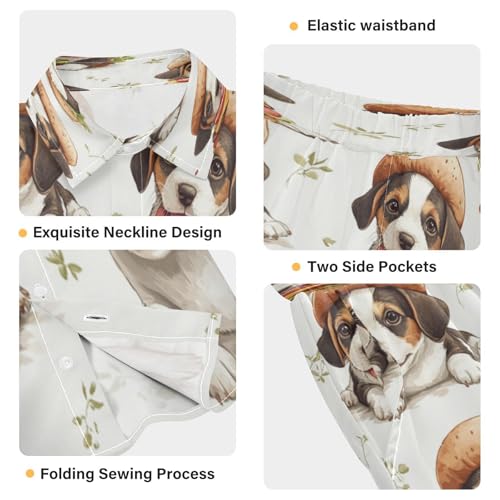 Boccsty Hamburger Beagle Dog Brown Puppy Boy Summer Shorts Sets Hawaiian Toddler Boys T-Shirt & Pants 2 Pcs 3T4