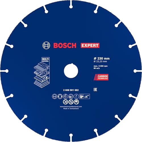 Bosch 1x EXPERT Carbide Multi Wheel Trennscheiben für große Winkelschleifer (für Hartholz, Holz mit Nägeln, Ø 230 mm, Professional Zubehör Großer Winkelschleifer)