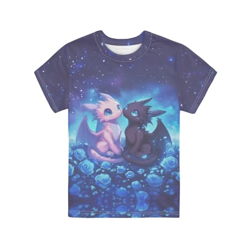 Image of WELLFLYHOM Kids Tshirts Girls Boys Short Sleeve Crewneck Tees Shirts Casual Sport Pullover Tops Size 3-16 Years