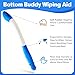 Foldable Bottom Buddy Wiping Aid, Long Handle Butt Wiper Tool for Women, Disabled, Elderly, Overweight, Pregnant People, Durable Waterproof and Easy to Clean, Toilet Aid with Storage Bag and Hook