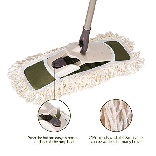 image for Eyliden Dust Mop with Reusable Washable Pads - One Touch Replacement, 