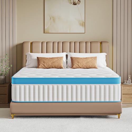 Image of 12 Inch King Size Mattress, Medium Firm Memory Foam with Zoned Pocket Coils Support and Motion Isolation Design, Fiberglass Free, CertiPUR-US Certified Safe Materials, King Mattress in a Box