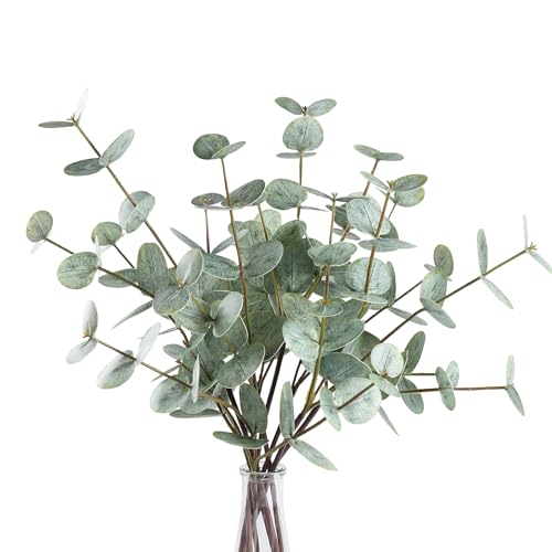 Coferset 6PCS Artificial Eucalyptus Stems, 17.7" Real Touch Eucalyptus Plants,