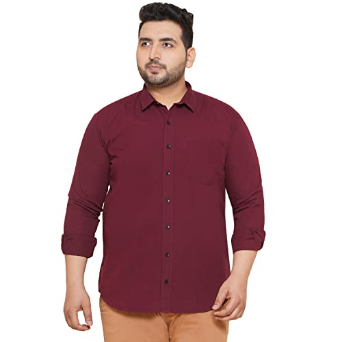 Image of JOHN PRIDE Plus Size Men Regular Fit Long Sleeves Solid Maroon Casual Shirt (EJPSF45220C Maroon)