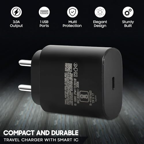 Image of Original USB-C Ultra Fast Charging 25WT Adapter for Samsung Galaxy S 24, S 24+, S 24 Ultra, S 21, S 21+, S 21 Ultra, S 22, S 22+, S 22 Ultra, S 23, S 23+, S 23 Ultra (Black) | Adapter Only