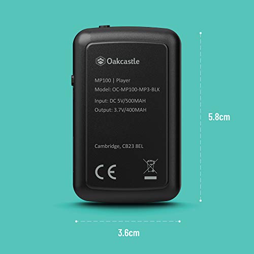 OAKCASTLE MP100 8GB Bluetooth MP3 Player | Portable Music Player & Headphone Connectivity | FM Radio & Micro SD Slot