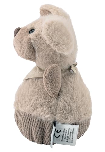Sterntaler Knuddelsäckchen Hund Lucky - Kuscheltier Hund für Baby und Kinder aus weichem Flausch und Pikee - Spielzeug mit Rassel zum Entdecken, Kuscheln & Spielen, graubeige