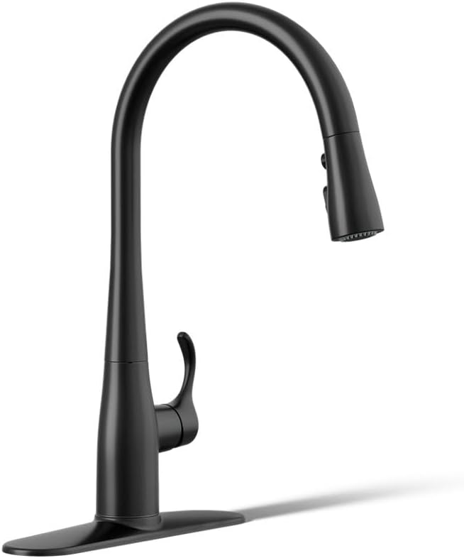 596-BL Simplice Pull Down Kitchen Faucet, 3-Spray Faucet, Kitchen Sink Faucet with Pull Down Sprayer, Matte Black
