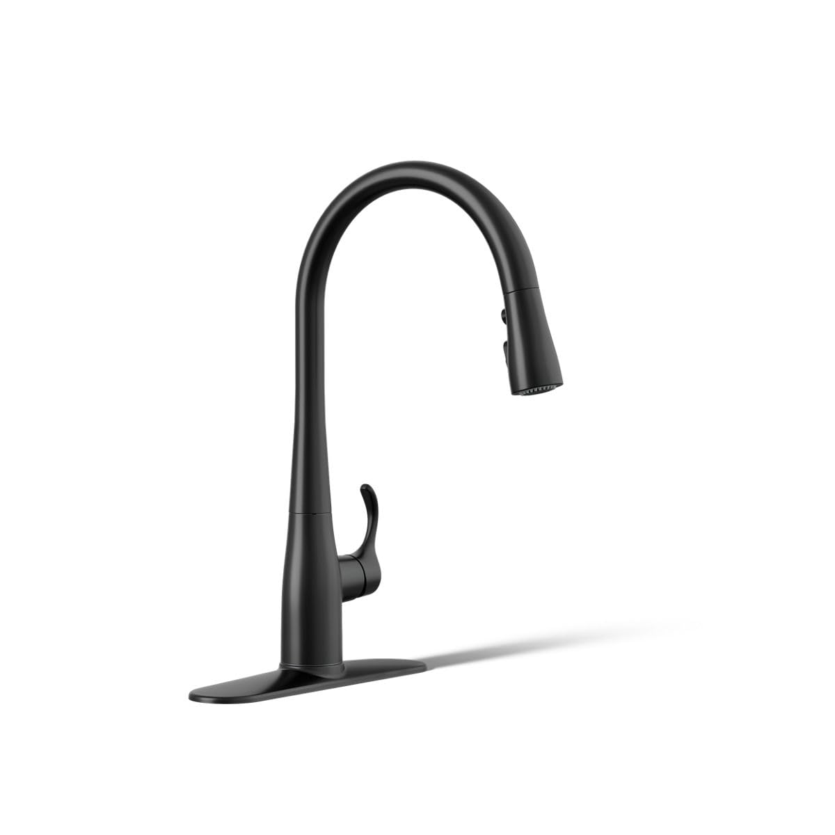 KOHLER Simplice Pull Down Kitchen Faucet, 3-Spray Faucet, Kitchen Sink Faucet with Pull Down Sprayer, Matte Black, K-596-BL