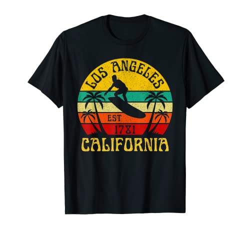 Los Angeles California Beach Surf Vacaciones de verano Vintage Camiseta