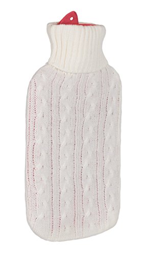 BRANDSSELLER Wärmeflasche Wärmekissen mit Strickmuster-Bezug - 1,6L - Creme/Strickdesign
