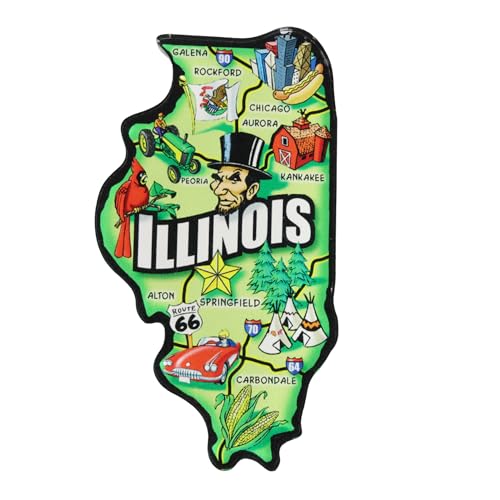 Imán Decorativo de Acrílico con Forma de Illinois 2x3.75 pulg