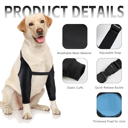 Image of Dog Elbow Protector Breathable Mesh Elbow Pads for Calluses, Dog Recovery Suit Elbow Sleeves, Dog Elbow Protector Elbow Pads, Adjustable Dog Knee Brace Elbow Joint Support Wrap Stop Licking Wounds, S