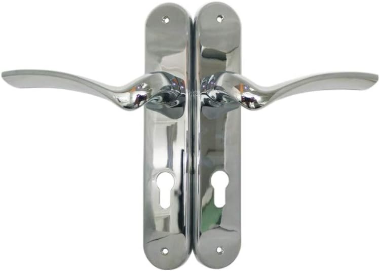 Ucem Door Handle 85mm PZ Composite and Timber Polish Chrome Scrolled