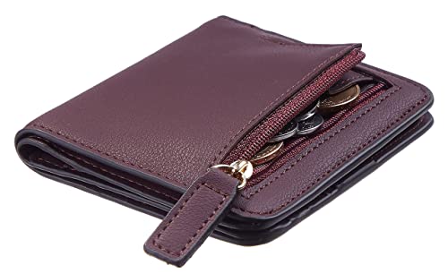 Image of Gostwo Small Wallet for Women, Slim Bifold Credit Card Holder, Compact RFID Blocking Cash Wallet, Billfolds Thin Leather Zipper Pocket, Mini Wallet Gift for Ladies Teen Girls Travel with ID Window