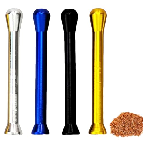 4 Stück Ziehröhrchen Röhrchen Sniffer Set Ziehröhrchen Set Sniffer Koks Röhrchen 68mm Zieh Mini-Schnupftabakpfeife Aus Metall Schnupftabak Strohhalm(Gold/Silber/Schwarz/Blau)