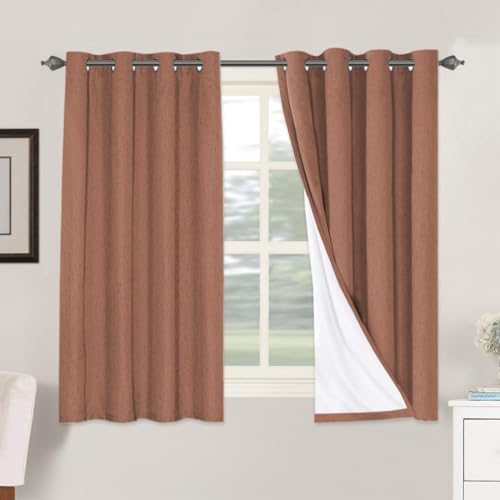Image of H.VERSAILTEX 100% Blackout Curtains for Bedroom Thermal Insulated Linen Textured Curtains Heat and Full Light Blocking Drapes Living Room Curtains 2 Panel Sets, Washed Spice, 52x54 Inch