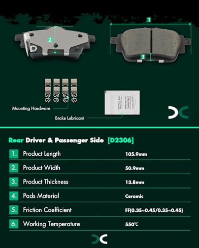 Image of SCITOO D2310 D2306 Front Rear Ceramic Brake Pads Sets For Nissan For Sentra | 2020 2021 2022 2023;8pcs Brake Pads;w /Hardware;D2310-9545 D2306-9541