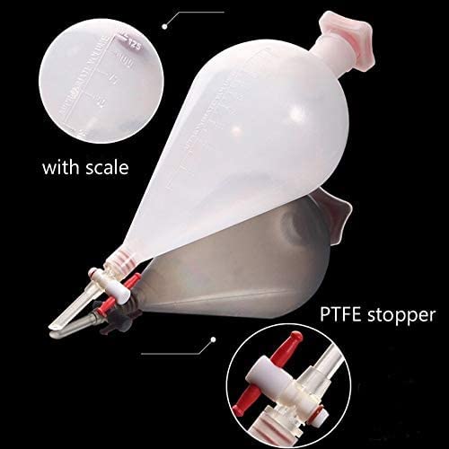 Embudo colador de cocina Embudo separador de plástico en forma de pera de 1000 ML con tapón de PTFE Embudo separador de PP Suministros de laboratorio Universal