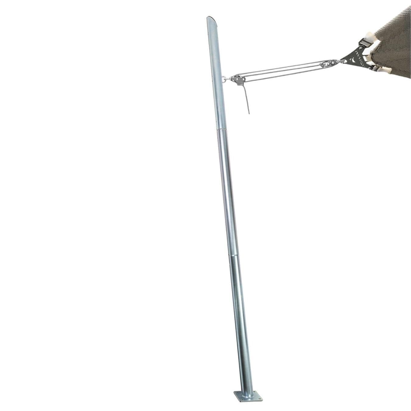 EZ Mast - Poste para vela de sombra 260 cm, 5 puntos de anclajes/ojales de acero galvanizado, sistema multivela, Ø70 mm - Incluye accesorios, zinc - Inclinación 80°