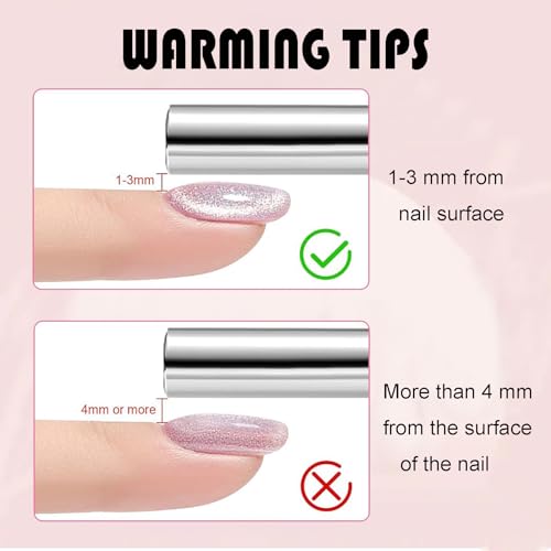 Cat Eye Gel Nail Polish, 1Pc Jelly Nude Glitter Pink Magnetic Nail Polish with Magnet Soak-Off UV LED Holographic Gel Polish Sparkly Cat Eye Gel Polish for Nail Art Manicure Salon DIY at Home - Image 6