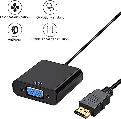 SKYCELL VGA to HDMI Converter Adopter Cable 1080P for Computer, Laptop, TV, Preojectors Black - Image 6