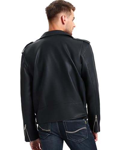 WULFUL Jaqueta masculina de couro, jaqueta bomber sintética para motociclista, lapela assimétrica, z