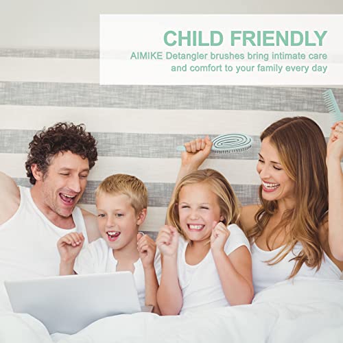 Aimike Detangling Hair Brush, Vented Detangler Brush For Curly, Thick & Knotted Hair, No Pull Detangling Brush W/Flex Soft Bristles, Glide Through Tangles For Women, Kids, Men, Wet & Dry Hair- Green #TOP5