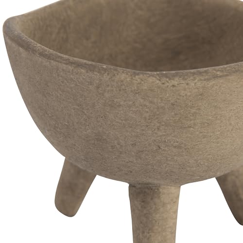 Image of Creative Co-Op Round Terra-cotta Bowl with 3-Legs and Distressed Finish, Cream