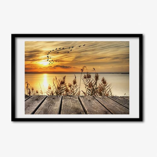 Tableau moderne 60x40 cm en bois MDF Tulup avec affiche de paysage lacustre